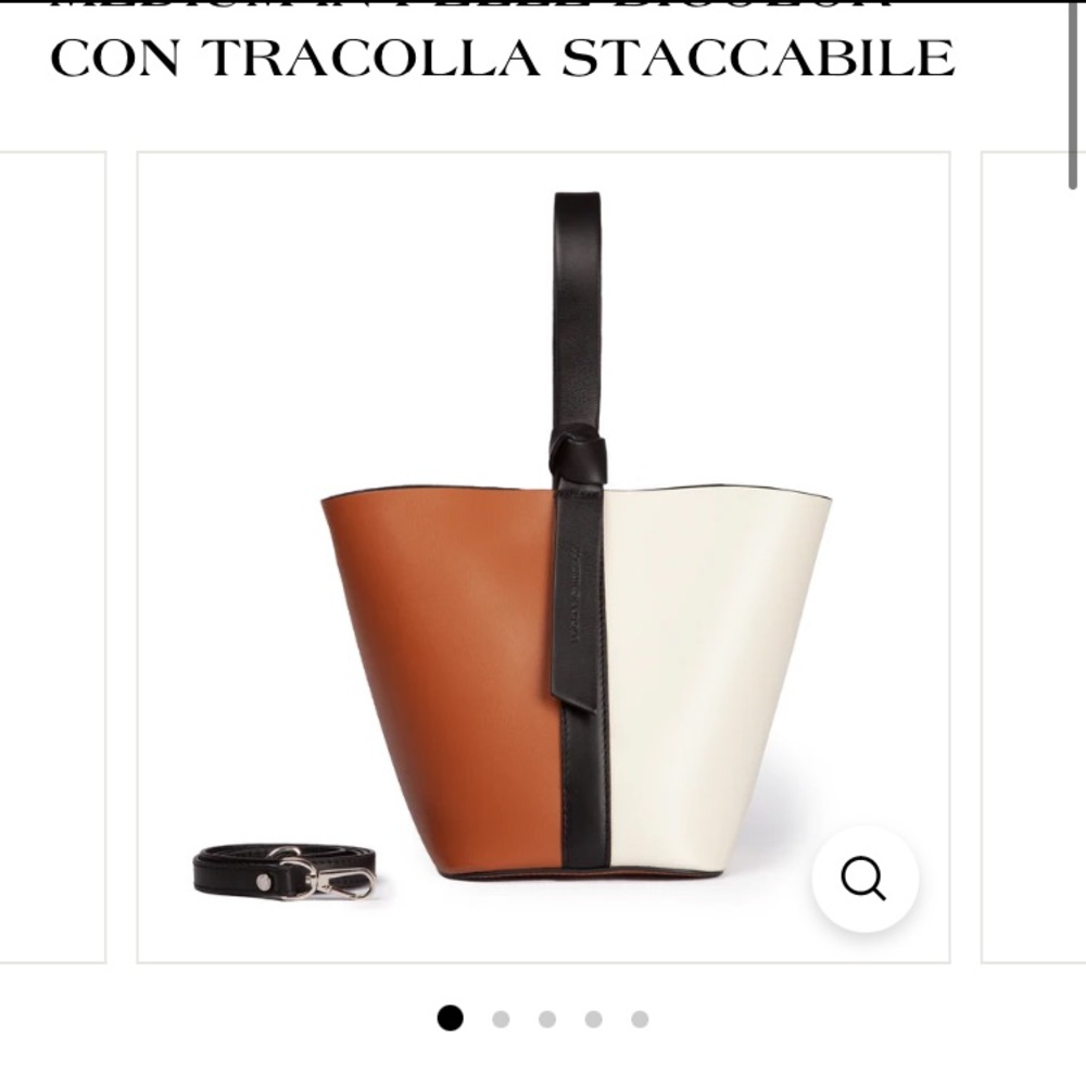 CINZIA BUCKET SMALL IN PELLE BICOLOR CON TRACOLLA STACCABILE